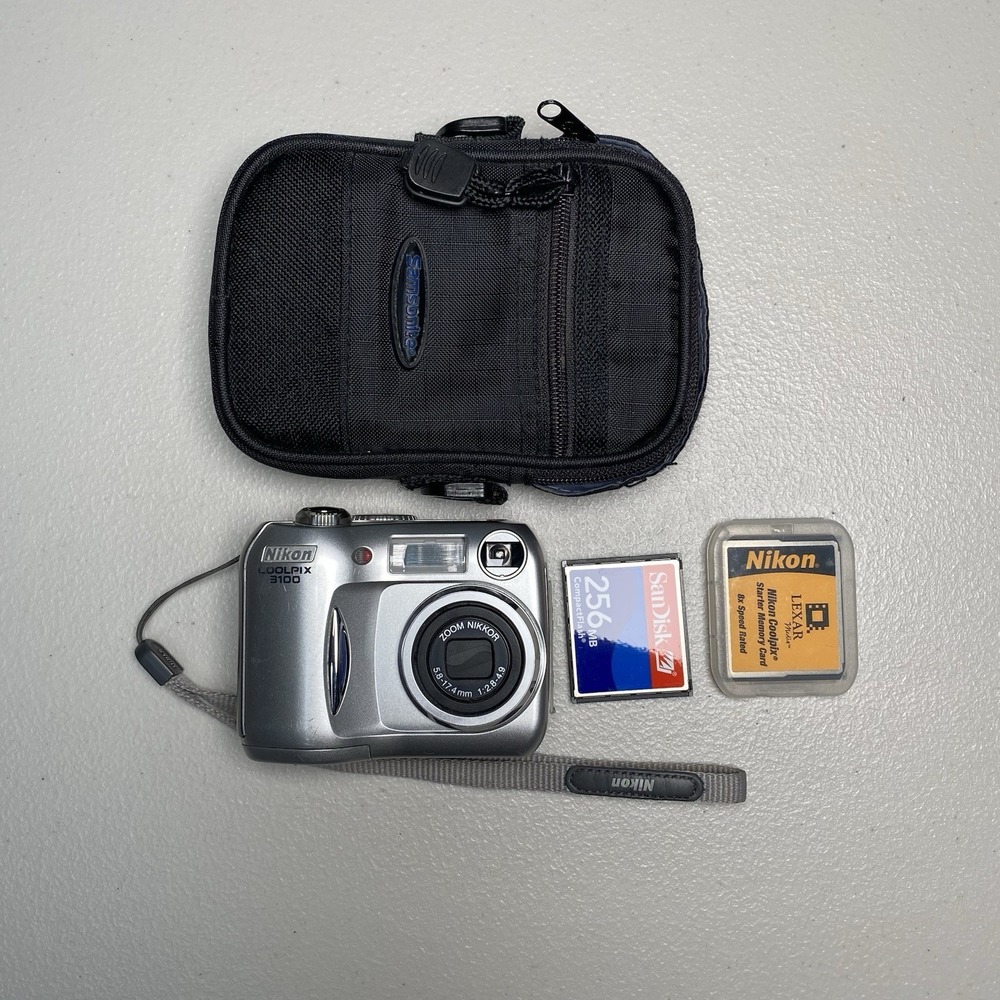 Vintage Y2K Nikon Coolpix 3100 w/ Case + SD Card
